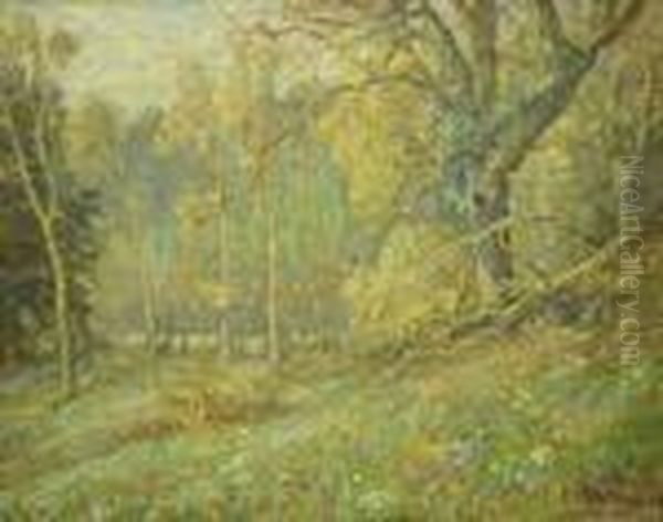 Awoodland Glade In Spring Oil Painting by Ernest Herman Ehlers