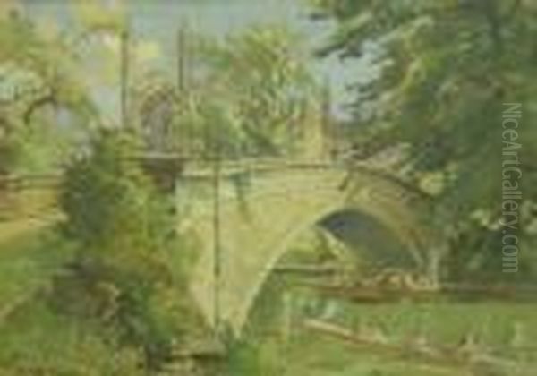 Ehlers, Rwa 'kingscollege, Cambridge', 'trinity Bridge, Cambridge', 'kings Bridge,cambridge' And Three Other Cambridge Views Oil Painting by Ernest Herman Ehlers