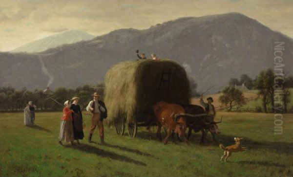 Bringing In The Hay Oil Painting by John Whetten Ehninger