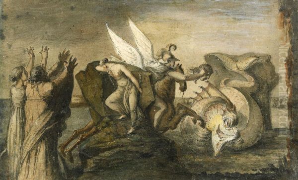 Perseus Och Andromeda Oil Painting by Carl August Ehrensvard