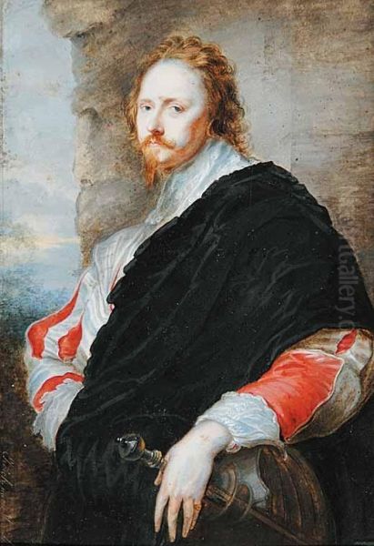 Untitled - Portrait Of A Cavalier After Sir Anthony Van Dyck Oil Painting by Ferdinand Ehricht