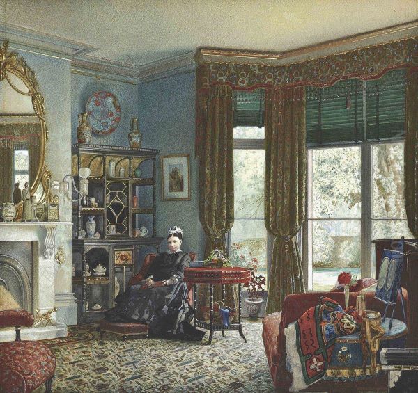 Lady Seated In Her Morning Room Oil Painting by Julius Ehrke