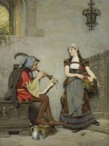 The Flute Player Oil Painting by Felix Ehrlich