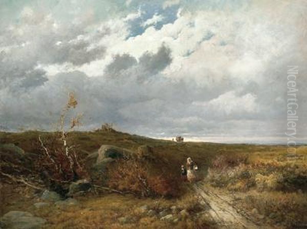 Gewitterstimmung Auf Der Landstrase Oil Painting by Hermann Eichfeld