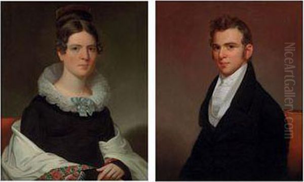 A Pair Of Portraits Of Margaret Hager Hoff And John George Hoff,jr. Oil Painting by Jacob Eichholtz