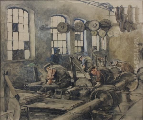 Lathe Working Scenes Oil Painting by Franz Eichhorst