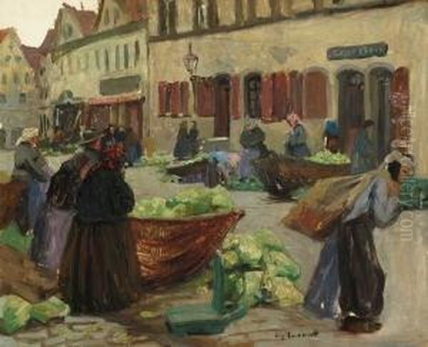 Bauernmarkt. Oil Painting by Franz Eichhorst