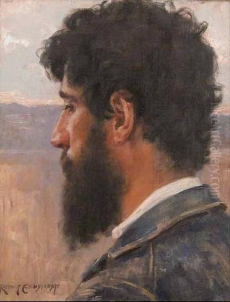 Ritratto Del Giovane Segantini Oil Painting by Rudolph Eichstaedt