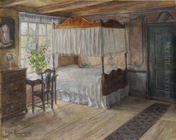 The Prince Chamber Atnarvestad Gard 1917 Oil Painting by August Eiebakke