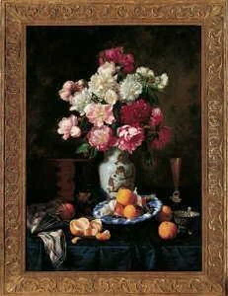 Grosses Blumen- Und Fruchtestilleben. Oil Painting by Wilhelm Eilers