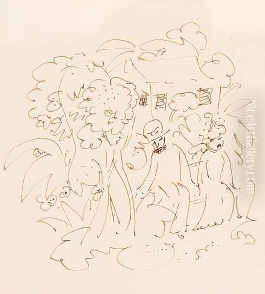 Attr. A, Couple Au Jardin by Georges Einbeck