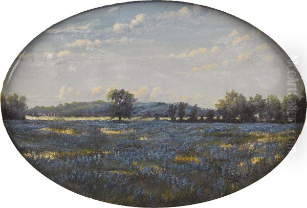 Untitled Bluebonnet Landscape Oil Painting by Henry Einfeldt