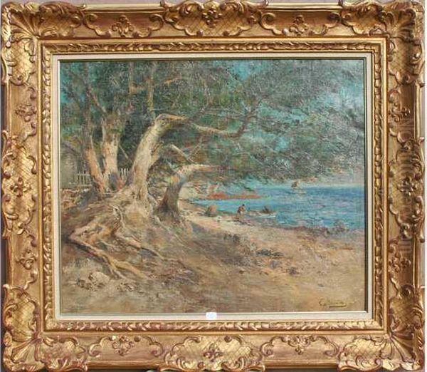 Bord De Mediterranee Animee Oil Painting by Eduard (david) Einschlag