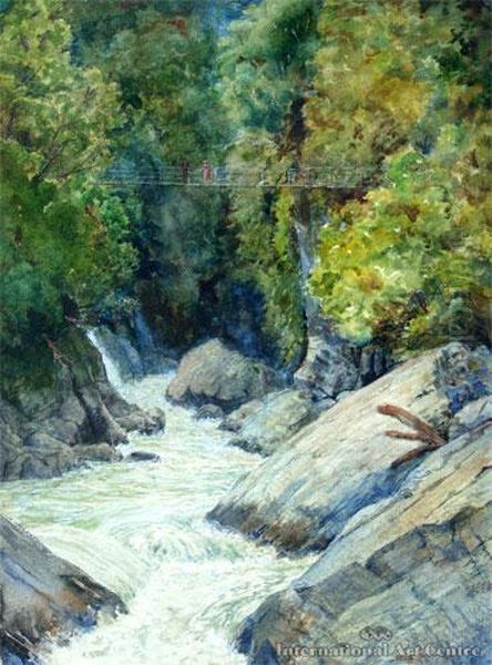 The Gallery Gorge, Whiao, Franz Josef Glacier Oil Painting by Eduard (david) Einschlag