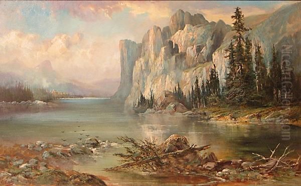 A Canyon River, Thought To Be Madison Canyon,montana Oil Painting by Charles Christian Eisele