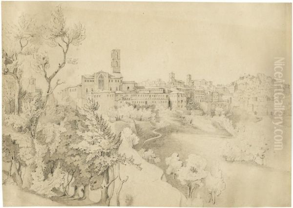 Blick Auf Perugia Oil Painting by Friedrich Eisenlohr