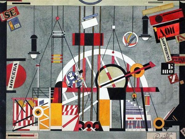 Constructivist Stage Design For The Magnanimous Cuckold Oil Painting by Sergei Eisenstein