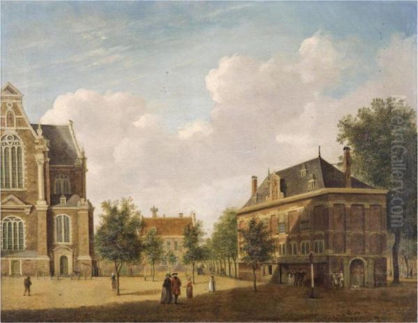 The Westerhal Near The Westerkerk In Amsterdam Oil Painting by Jan Ten Compe or Kompe