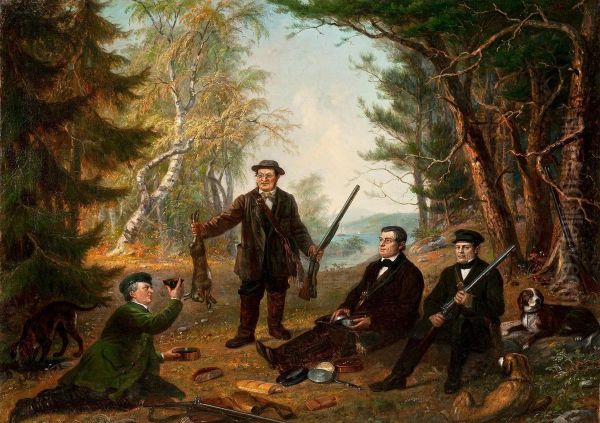 Hunting Party Ii Oil Painting by Robert Wilhelm Ekman