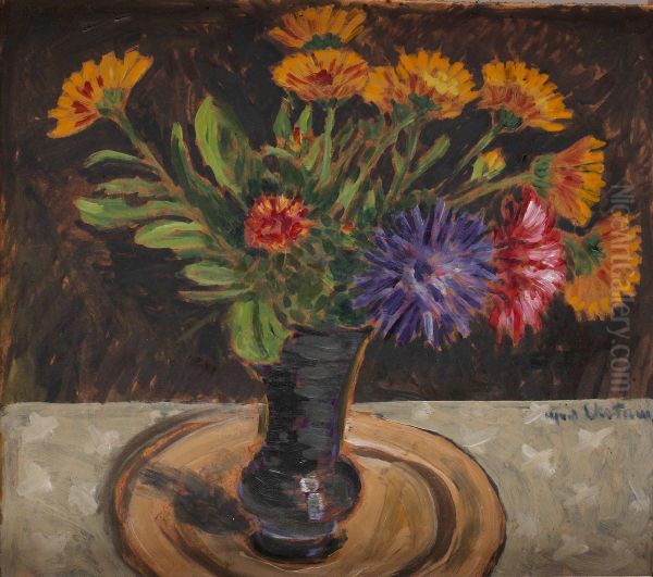 Blomsterstilleben Oil Painting by Alfred Ekstam