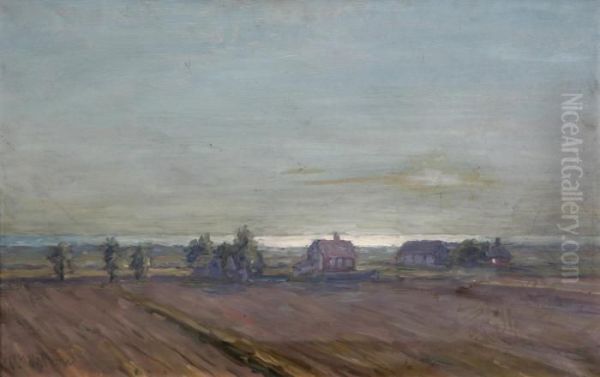 Landskap Med Hus Oil Painting by Per Ekstrom