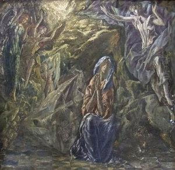 Madonna In The Wilderness Oil Painting by El Greco (Domenikos Theotokopoulos)