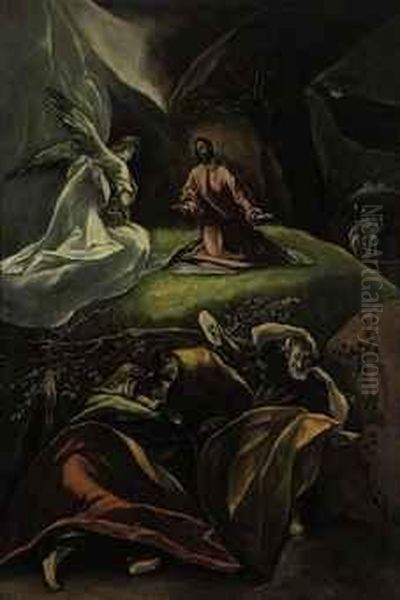 The Agony In The Garden Oil Painting by El Greco (Domenikos Theotokopoulos)