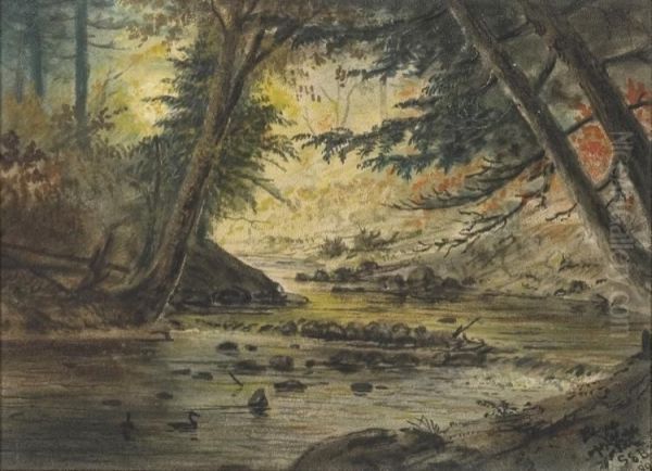 Forest Stream Oil Painting by Gibeon Elden Bradbury