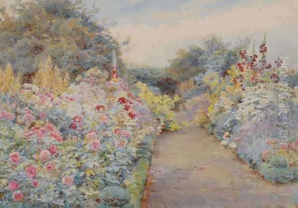 An Herbaceous Border Oil Painting by George Samuel Elgood