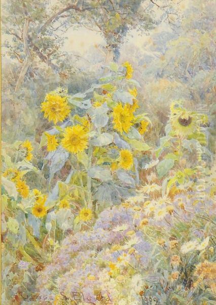 Sunflowers Oil Painting by George Samuel Elgood