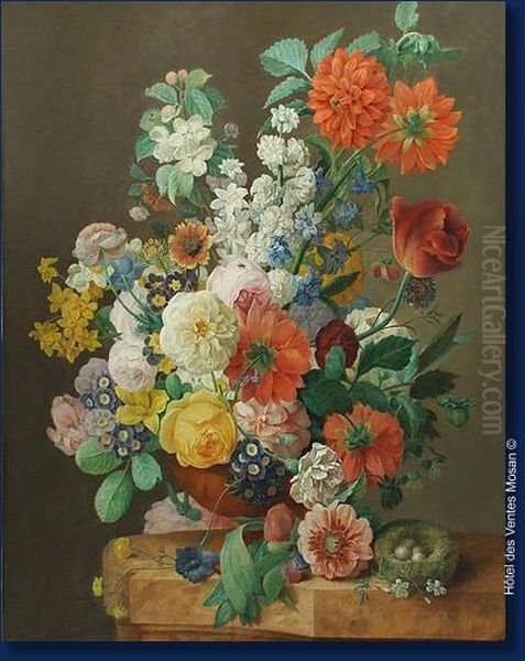 Nature Morte Au Bouquet Et Au Nid Oil Painting by Jan Frans Eliaerts