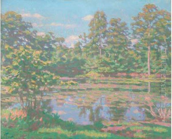  L'etang Borde D'arbres  Oil Painting by Maurice Eliot