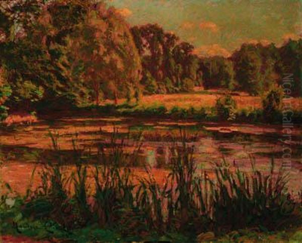 A Summer River Landscape Oil Painting by Maurice Eliot