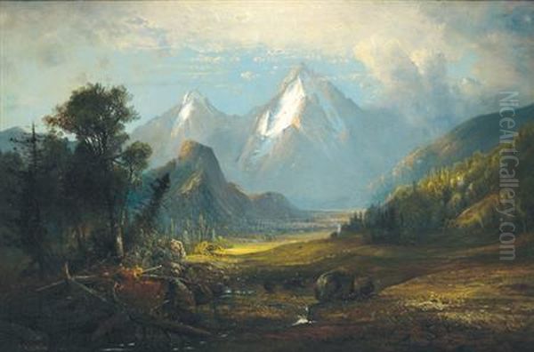 Colorado Mountain Scene Oil Painting by Henry Arthur Elkins