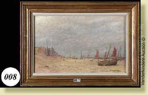 Plage De Heist Animee Oil Painting by Edouard Elle