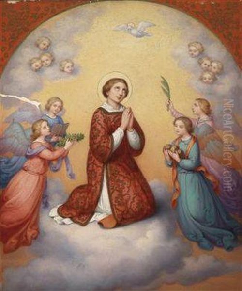 Saint Surrounded By Angels Oil Painting by Maria Ellenrieder