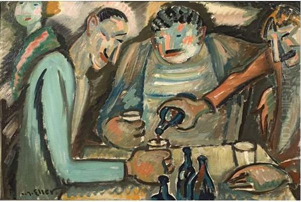 Au Comptoir Entre Amis. Oil Painting by Eller