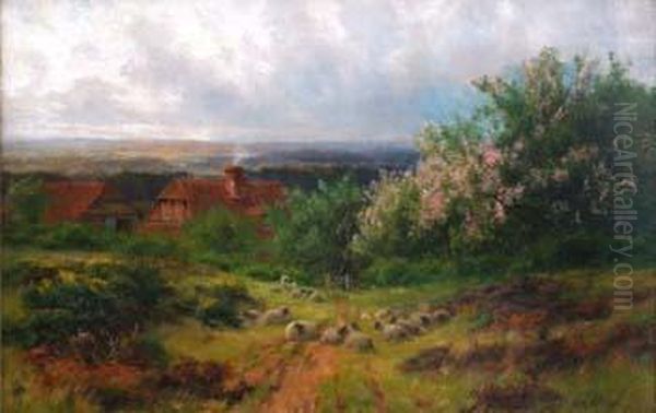 Rural View With Sheep Oil Painting by William Alfred Ellerby