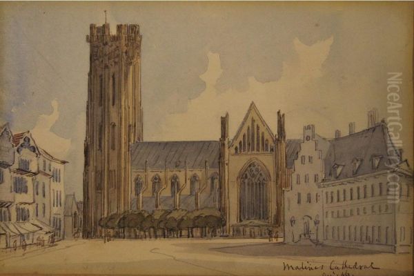 Shoreham And Malines Cathedral Oil Painting by Charles Grene Ellicombe