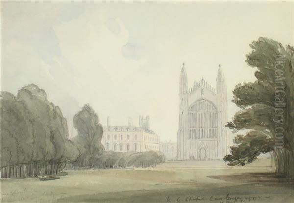 Kings College Chapel And Clare Hall Oil Painting by Charles Grene Ellicombe