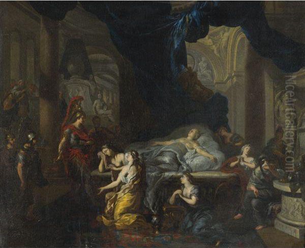 Death Of Cleopatra Oil Painting by Ottmar, the Younger Elliger