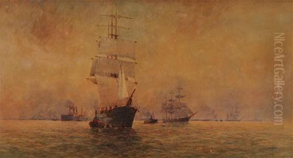 Newcastle Harbour Oil Painting by Frederick Elliot