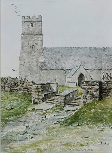 Tintagel Church Oil Painting by Alfred Ellis