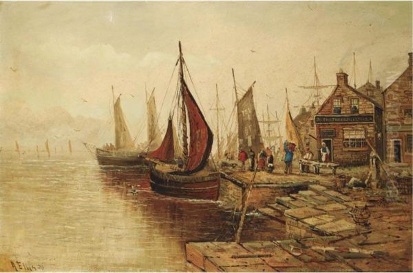 The Arrival Of The Fishermen Oil Painting by Alfred Ellis