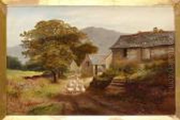 Lantlig Idyll Med Gass Oil Painting by Joseph F. Ellis