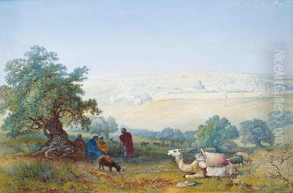 Jerusalem From The Mount Of Olives Oil Painting by Paul H. Ellis