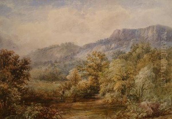 In The Lleder Valley , Nr Bettws-y-coed, North Wales 1868 Oil Painting by William Ellis