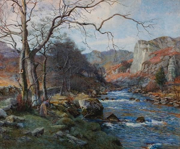 The Lledr River Oil Painting by Thomas Ellison