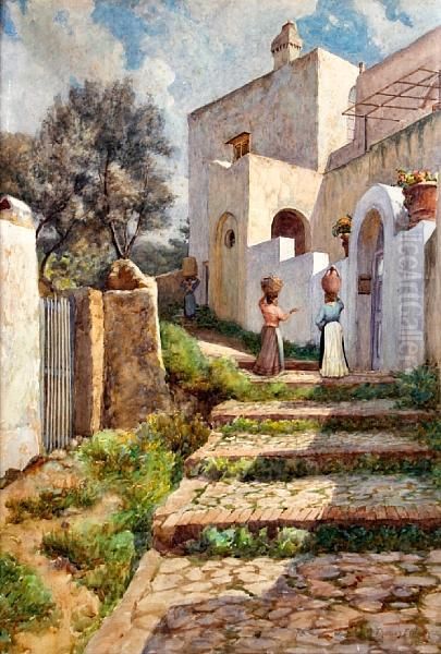 Gossips, Capri Oil Painting by Thomas Ellison