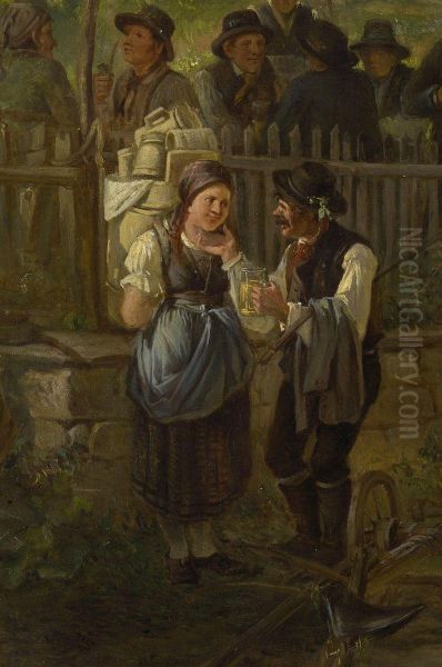 Dorfszene In Niederosterreich Oil Painting by Ignaz Ellminger